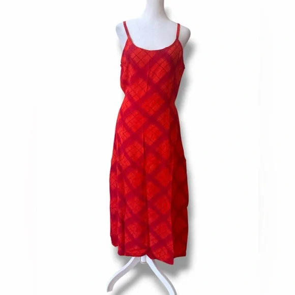 VTG Matty Nique Red Tartan Plaid Maxi Slip Dress NWT 90s Y2K DeadStock XL 8/10 - Picture 3 of 16